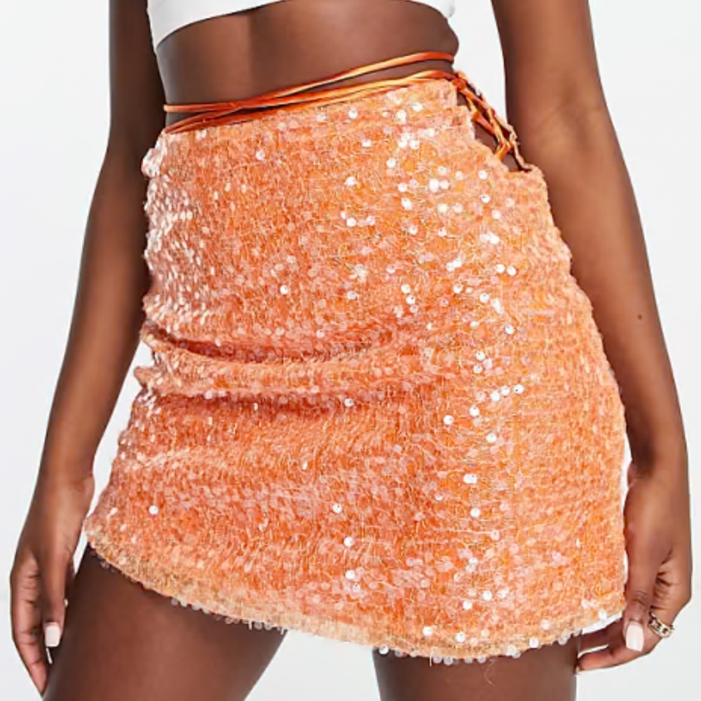 Amy Lynn - Orange Sequin Skirt